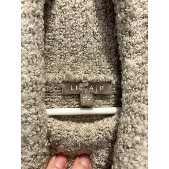 Lilla P Neutral Wool Blend Cowl Neck Sweater Bell Sleeves Women’s Size Large - Picture 8 of 8